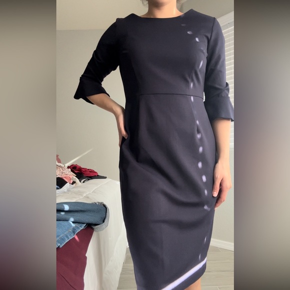 Navy Dress Ruffle Sleeves - Picture 3 of 5